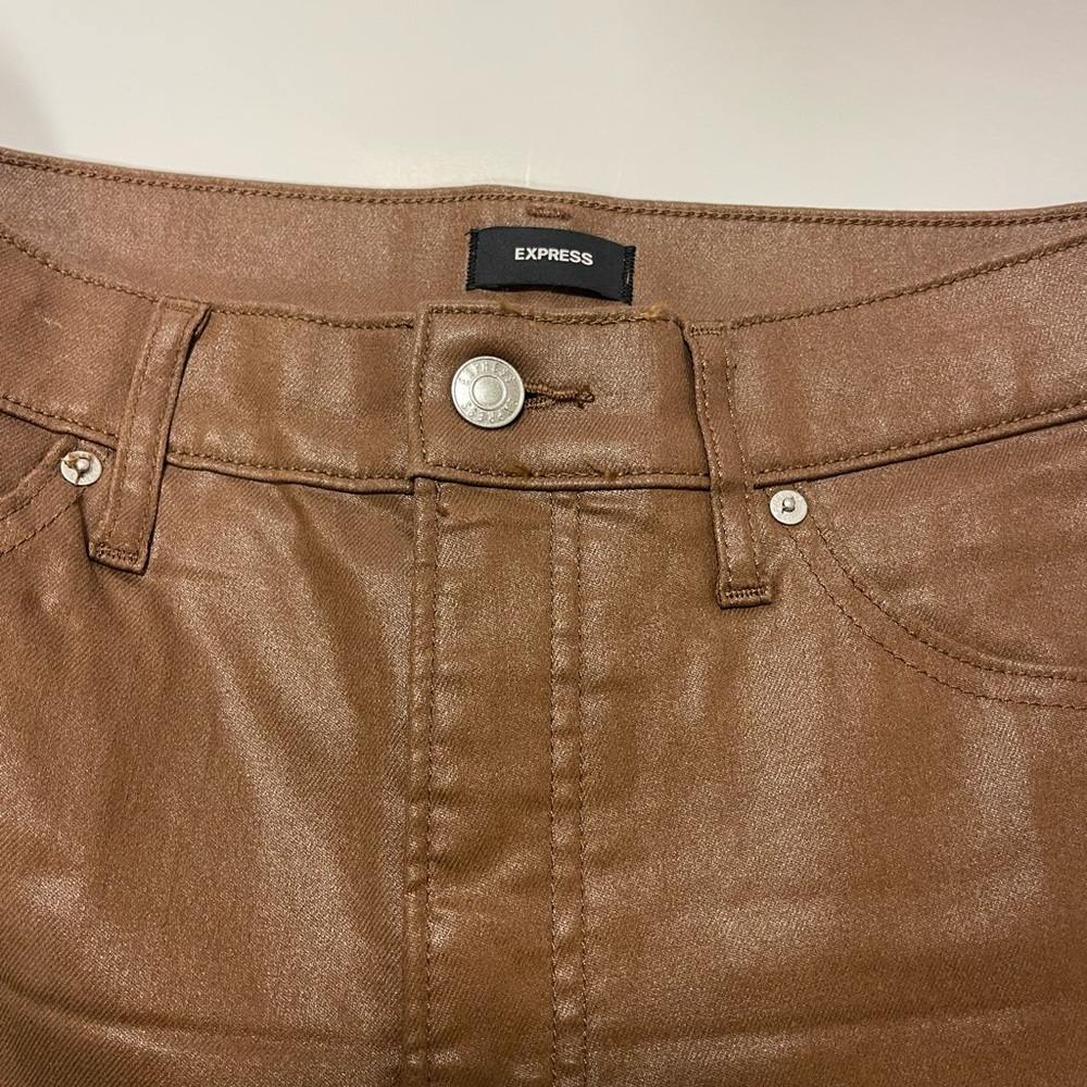 Express Metallic Brown Pants - Picture 3 of 5